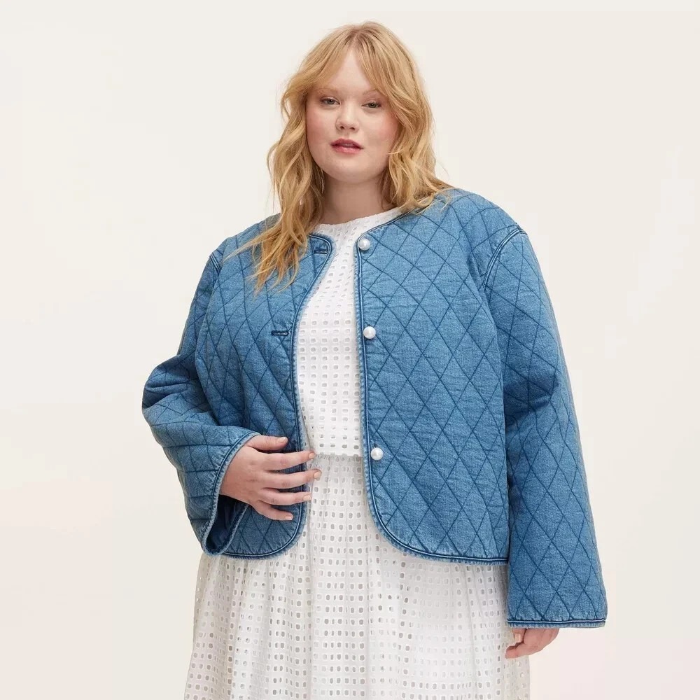 Size XXL - Kate Spade New York x Target Blue Women's Quilted Denim Jacket NWT